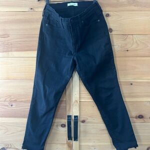 Madewell 9” High Rise Crop Skinny Black Denim Jeans Raw Hem Size 30